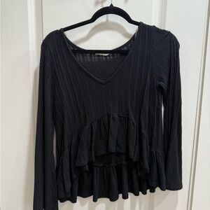 Altar'd State Black Ruffle Blouse